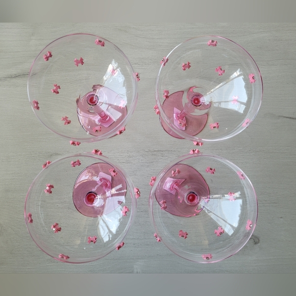 🎀 Pink Bow Wine/Cocktail Glasses Free Gifts with purchase - Picture 4 of 4